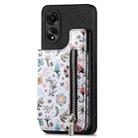 For OPPO A58 4G Retro Painted Zipper Wallet Back Phone Case(Black) - 1