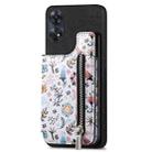 For OPPO Reno8 T 4G Retro Painted Zipper Wallet Back Phone Case(Black) - 1