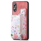 For OPPO A17 Retro Painted Zipper Wallet Back Phone Case(Pink) - 1