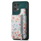 For OPPO Reno8 Pro 5G Retro Painted Zipper Wallet Back Phone Case(Green) - 1