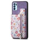 For OPPO Reno6 5G Retro Painted Zipper Wallet Back Phone Case(Purple) - 1