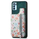 For OPPO Reno6 5G Retro Painted Zipper Wallet Back Phone Case(Green) - 1