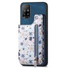 For OPPO F19 Pro+ Retro Painted Zipper Wallet Back Phone Case(Blue) - 1