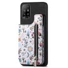 For OPPO F19 Pro+ Retro Painted Zipper Wallet Back Phone Case(Black) - 1