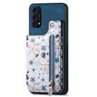 For OPPO Reno5 5G Retro Painted Zipper Wallet Back Phone Case(Blue) - 1
