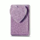 Electroplating Glitter Magsafe Airbag Heart Stand Phone Card Bag(Purple) - 1