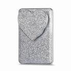 Electroplating Glitter Magsafe Airbag Heart Stand Phone Card Bag(Silver) - 1