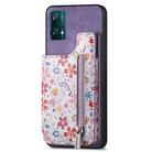 For Realme 9 Pro+ Retro Painted Zipper Wallet Back Phone Case(Purple) - 1
