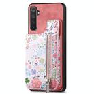 For Realme 6 Retro Painted Zipper Wallet Back Phone Case(Pink) - 1