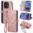 For Itel S23+ Geometric Zipper Wallet Side Buckle Leather Phone Case(Pink) - 1