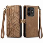 For Itel S23+ Geometric Zipper Wallet Side Buckle Leather Phone Case(Brown) - 2