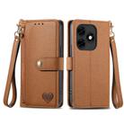 For Itel S23+ Love Zipper Lanyard Leather Phone Case(Brown) - 2