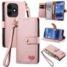 For Itel S23+ Love Zipper Lanyard Leather Phone Case(Pink) - 1