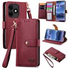 For Itel S23+ Love Zipper Lanyard Leather Phone Case(Red) - 1