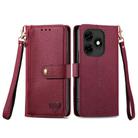 For Itel S23+ Love Zipper Lanyard Leather Phone Case(Red) - 2