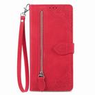 For Itel S23+ Embossed Flower Zipper Leather Phone Case(Red) - 2