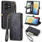 For Tecno Spark Go 2024 Geometric Zipper Wallet Side Buckle Leather Phone Case(Black) - 1