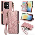 For Tecno Spark Go 2024 Geometric Zipper Wallet Side Buckle Leather Phone Case(Pink) - 1