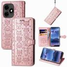 For Tecno Itel S23+ Cat and Dog Embossed Leather Phone Case(Rose  Gold) - 1