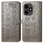 For Tecno Itel S23+ Cat and Dog Embossed Leather Phone Case(Grey) - 2