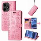 For Tecno Itel S23+ Cat and Dog Embossed Leather Phone Case(Pink) - 1