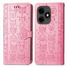 For Tecno Itel S23+ Cat and Dog Embossed Leather Phone Case(Pink) - 2