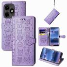 For Tecno Itel S23+ Cat and Dog Embossed Leather Phone Case(Purple) - 1