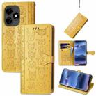 For Tecno Itel S23+ Cat and Dog Embossed Leather Phone Case(Yellow) - 1