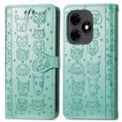 For Tecno Itel S23+ Cat and Dog Embossed Leather Phone Case(Green) - 2