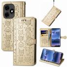 For Tecno Itel S23+ Cat and Dog Embossed Leather Phone Case(Gold) - 1