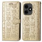 For Tecno Itel S23+ Cat and Dog Embossed Leather Phone Case(Gold) - 2
