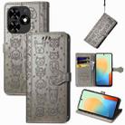 For Tecno Spark Go 2024 Cat and Dog Embossed Leather Phone Case(Grey) - 1