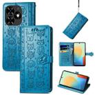 For Tecno Spark Go 2024 Cat and Dog Embossed Leather Phone Case(Blue) - 1