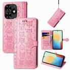 For Tecno Spark Go 2024 Cat and Dog Embossed Leather Phone Case(Pink) - 1