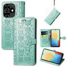 For Tecno Spark Go 2024 Cat and Dog Embossed Leather Phone Case(Green) - 1