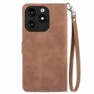 For Tecno Itel A70 Embossed Flower Zipper Leather Phone Case(Brown) - 3