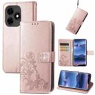 For Tecno Itel S23+ Four-leaf Clasp Embossed Buckle Leather Phone Case(Rose Gold) - 1