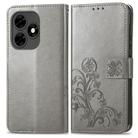 For Tecno Itel S23+ Four-leaf Clasp Embossed Buckle Leather Phone Case(Grey) - 2