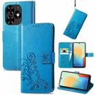 For Tecno Spark Go 2024 Four-leaf Clasp Embossed Buckle Leather Phone Case(Blue) - 1