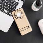 For Huawei Mate 60 Pro Litchi Texture Fold Holder Shockproof Phone Case(Khaki) - 1