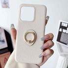 For Xiaomi 13T / 13T Pro Litchi Texture Ring Holder Shockproof Phone Case(White) - 1