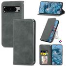 For Google Pixel 8a Retro Skin Feel Magnetic Horizontal Flip Leather Phone Case(Gray) - 1