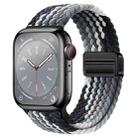 For Apple Watch SE 2023 44mm Nylon Woven Magnetic Fold Buckle Watch Band(Grey Black) - 1