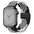 For Apple Watch SE 2023 44mm Nylon Woven Magnetic Fold Buckle Watch Band(Z Black White) - 1