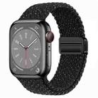 For Apple Watch SE 2023 44mm Nylon Woven Magnetic Fold Buckle Watch Band(Starry Black) - 1