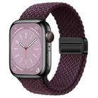 For Apple Watch SE 2023 44mm Nylon Woven Magnetic Fold Buckle Watch Band(Crimson Cherry) - 1