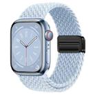 For Apple Watch Series 9 45mm Nylon Woven Magnetic Fold Buckle Watch Band(Misty Blue) - 1