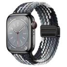 For Apple Watch Series 9 41mm Nylon Woven Magnetic Fold Buckle Watch Band(Grey Black) - 1