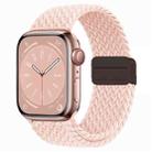 For Apple Watch Series 8 41mm Nylon Woven Magnetic Fold Buckle Watch Band(Pink) - 1