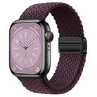 For  Apple Watch Series 8 45mm Nylon Woven Magnetic Fold Buckle Watch Band(Crimson Cherry) - 1